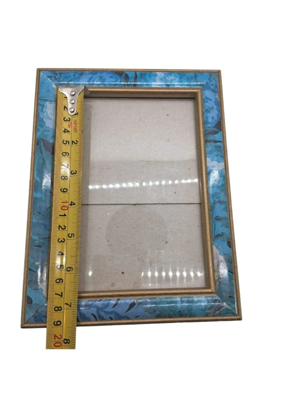 Vintage Blue Swirl Picture Frame With Gold Accents 7